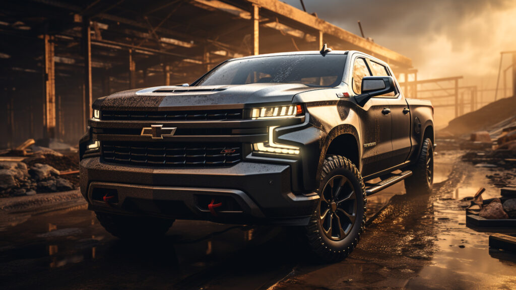 Chevrolet Silverado 1500 Wallpaper - The Silverado 1500 at a construction site, showcasing its workhorse capabilities and readiness for tough tasks.