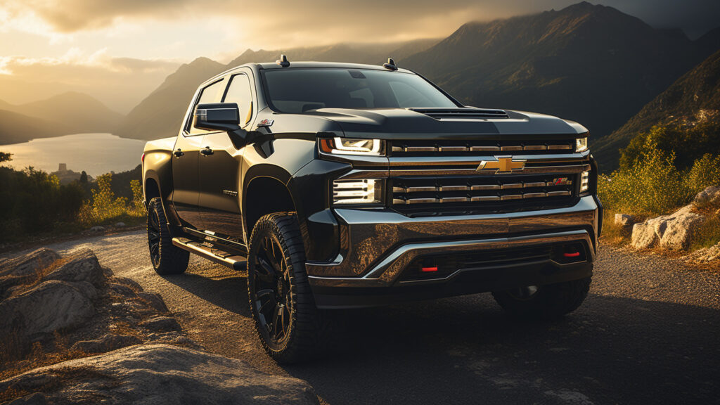 Chevrolet Silverado Custom Wallpaper - The Silverado Custom on a scenic highway, showcasing its style and adventurous spirit on the road.