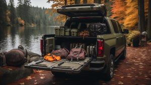 Chevrolet Silverado Wallpaper - The truck's cargo bed loaded with outdoor gear, showcasing its versatility and adventure-ready design.