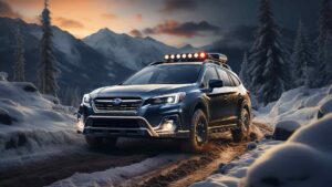 Subaru Outback Onyx Edition XT Wallpaper - The Outback navigating through a scenic landscape, showcasing its style and off-road prowess.