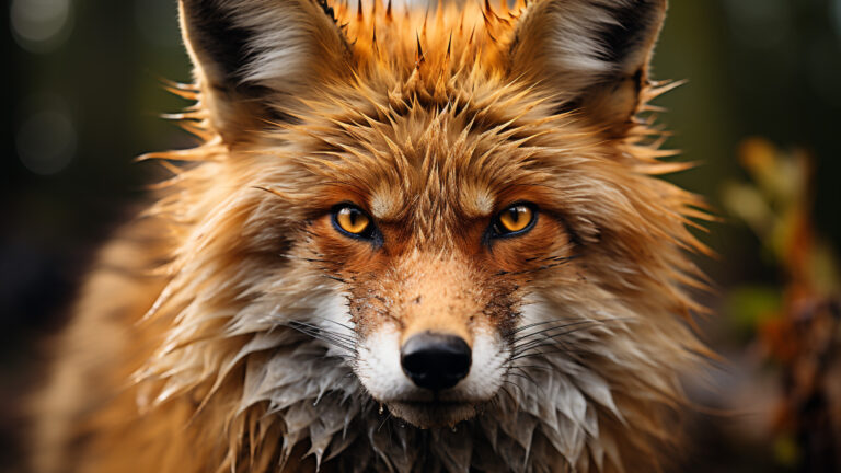 Close-up of a red fox's inquisitive face, showcasing its curious nature and distinctive beauty.