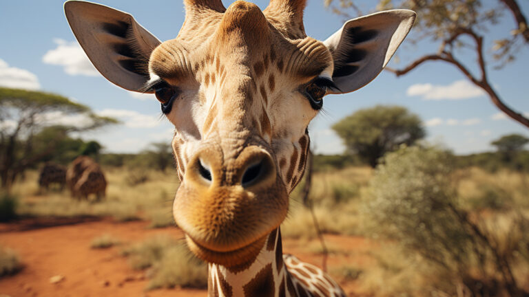 Close-up view of giraffes showcasing their long-necked curiosity, a wonder of the animal kingdom