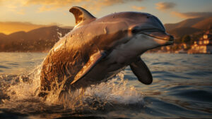 Spectacular moment: Dolphin breaching the surface