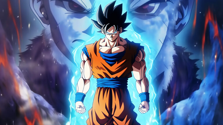 Dope Wallpaper - Goku's Ultra Instinct Transformation - An artwork that vividly portrays Goku's breathtaking transformation into Ultra Instinct, showcasing the incredible power and intensity of this iconic form in Dragon Ball Super.
